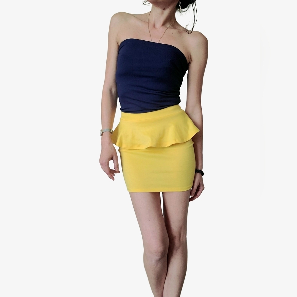 Yellow Peplum Mini Skirt